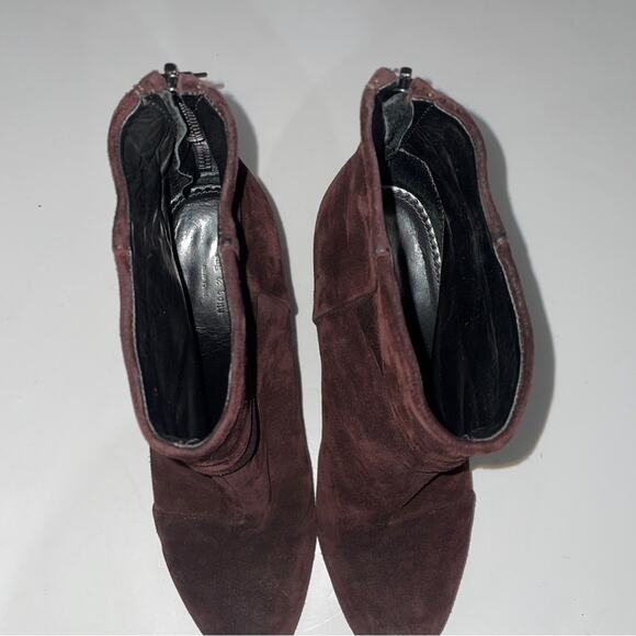 Rag & Bone Classic Newbury Burgundy Suede Heeled Ankle Booties Size 38‎ - Picture 7 of 14